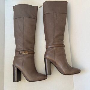 Tory Burch Jenna pebbled leather gray  taupe  Over the Knee Boots size 9M